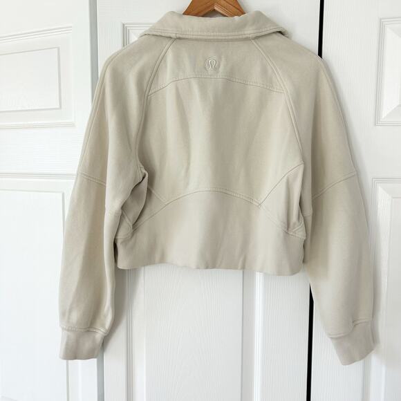 Lululemon Scuba Oversized Half Zip Pullover Funnel Neck Cream XS/S Cotton - Picture 5 of 6